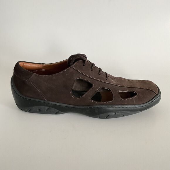 Michael Toschi Loafers 8.5 Brown Leather Lace-up Fisherman Breathable Oxfords - Picture 2 of 12